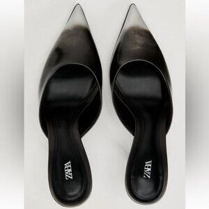 ZARA DISTRESSED EFFECT HEELED MULE